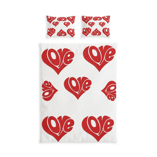 Romantic Heart Cotton Bedding Set – Soft Duvet Cover & Pillowcase Set