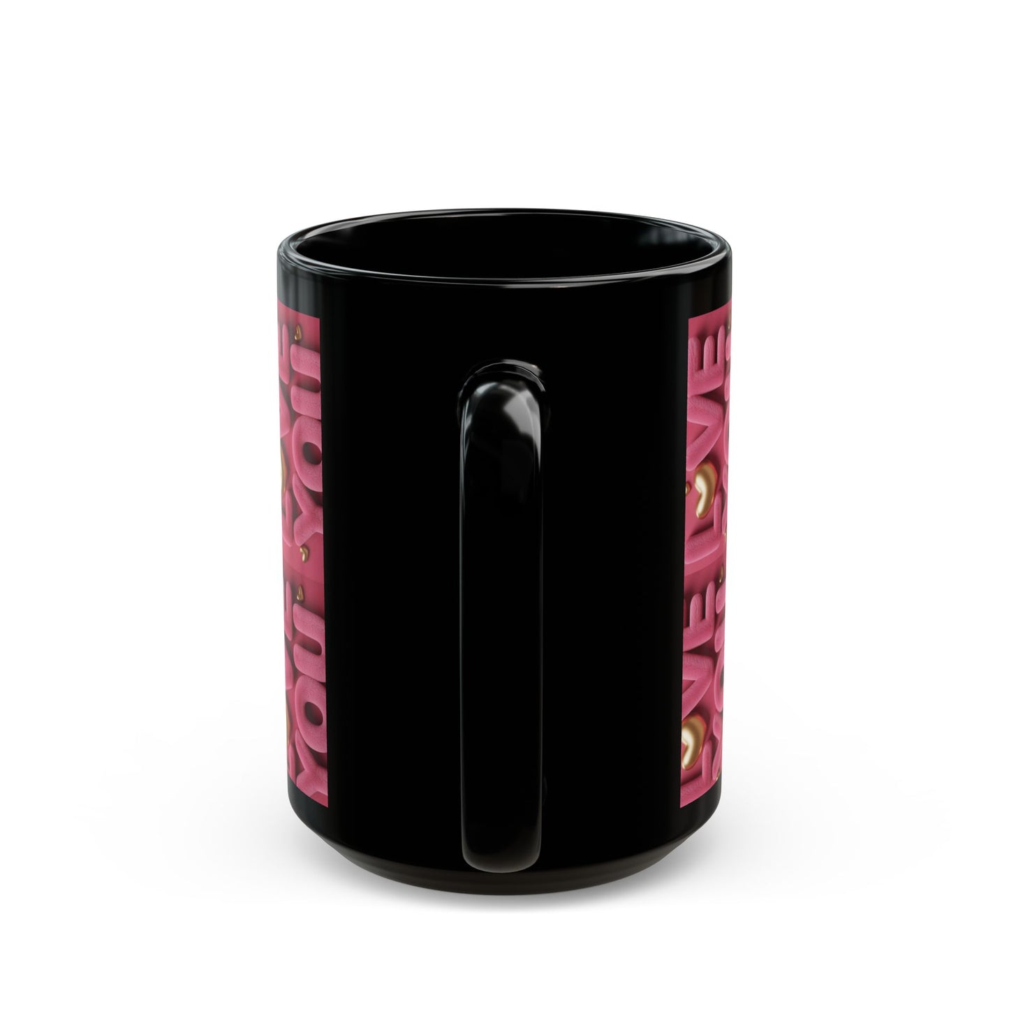 Love You Pink Black Mug — Romantic Valentine's Day Coffee Cup (11oz/15oz)
