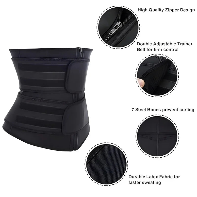 Sculpt & Lift Waist Trainer Waist Trainer, Trimmer, Cincher, Body Shaper, Belly Band- Double Belt Zipper Stomach Wraps for Weight Loss & Postpartum Recovery High Compression Zipper Corset with Adjustable Dual Straps for Shape