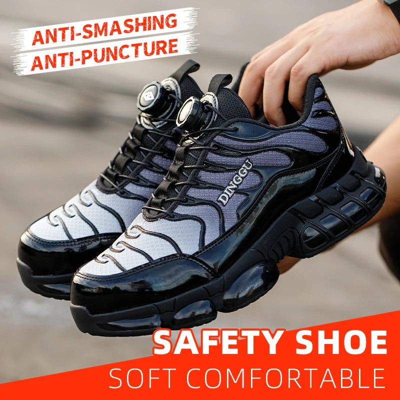 Puncture Proof Lace-up Work Shoes, Industrial And Construction Site Versatile Safety Footwear for Men: Puncture-Proof, Steel Toe