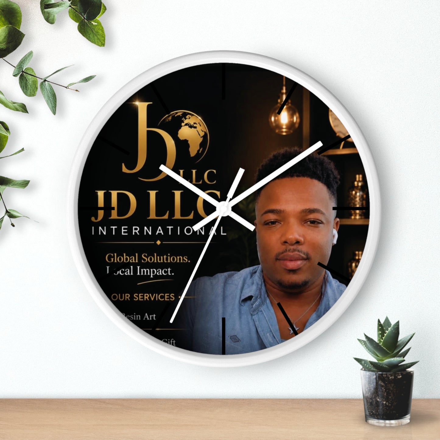 JD LLC International Branded Wall Clock — Personalized Business Logo Clock