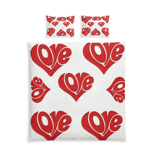 Romantic Heart Cotton Bedding Set – Soft Duvet Cover & Pillowcase Set