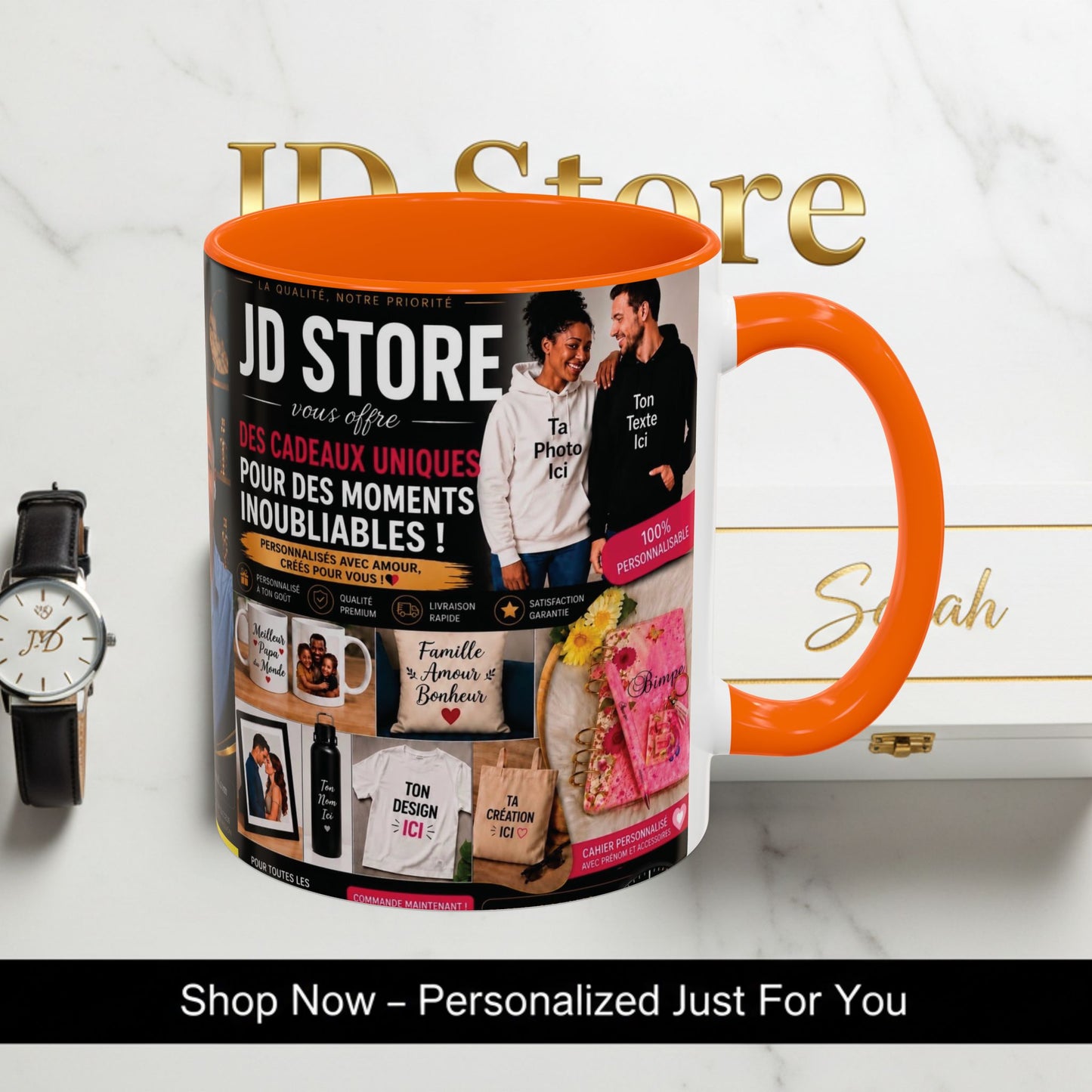 Photo Logo Accent Coffee Mug — Custom Branded Promotional Mug