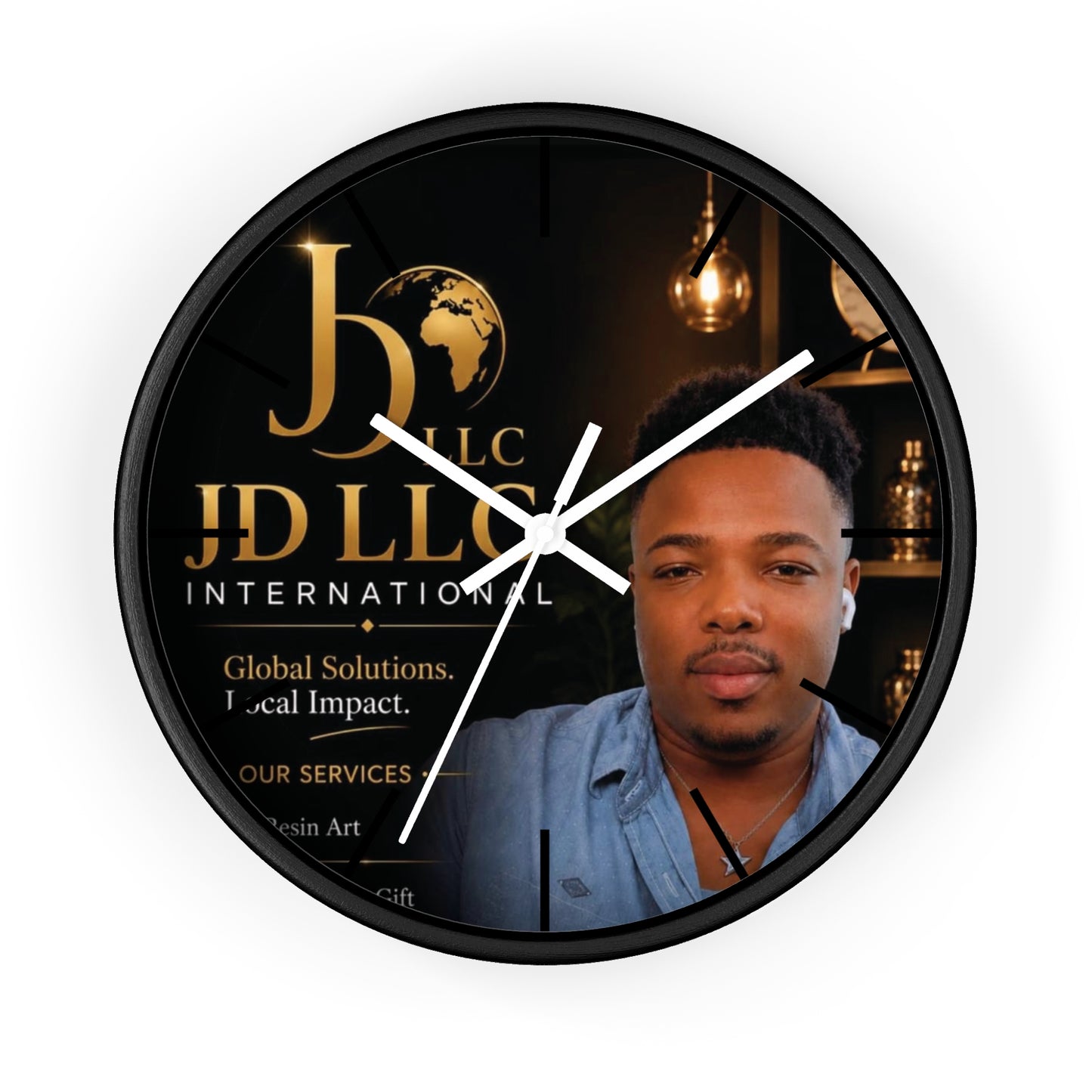 JD LLC International Branded Wall Clock — Personalized Business Logo Clock