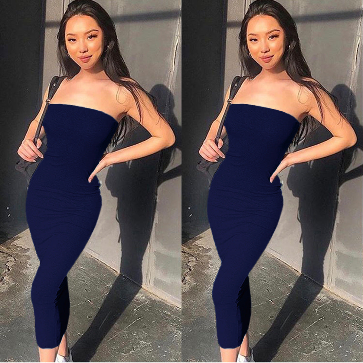 Women’s Elegant Strapless Bodycon Maxi Dress