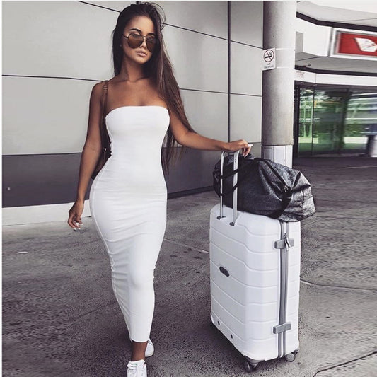 Women’s Elegant Strapless Bodycon Maxi Dress
