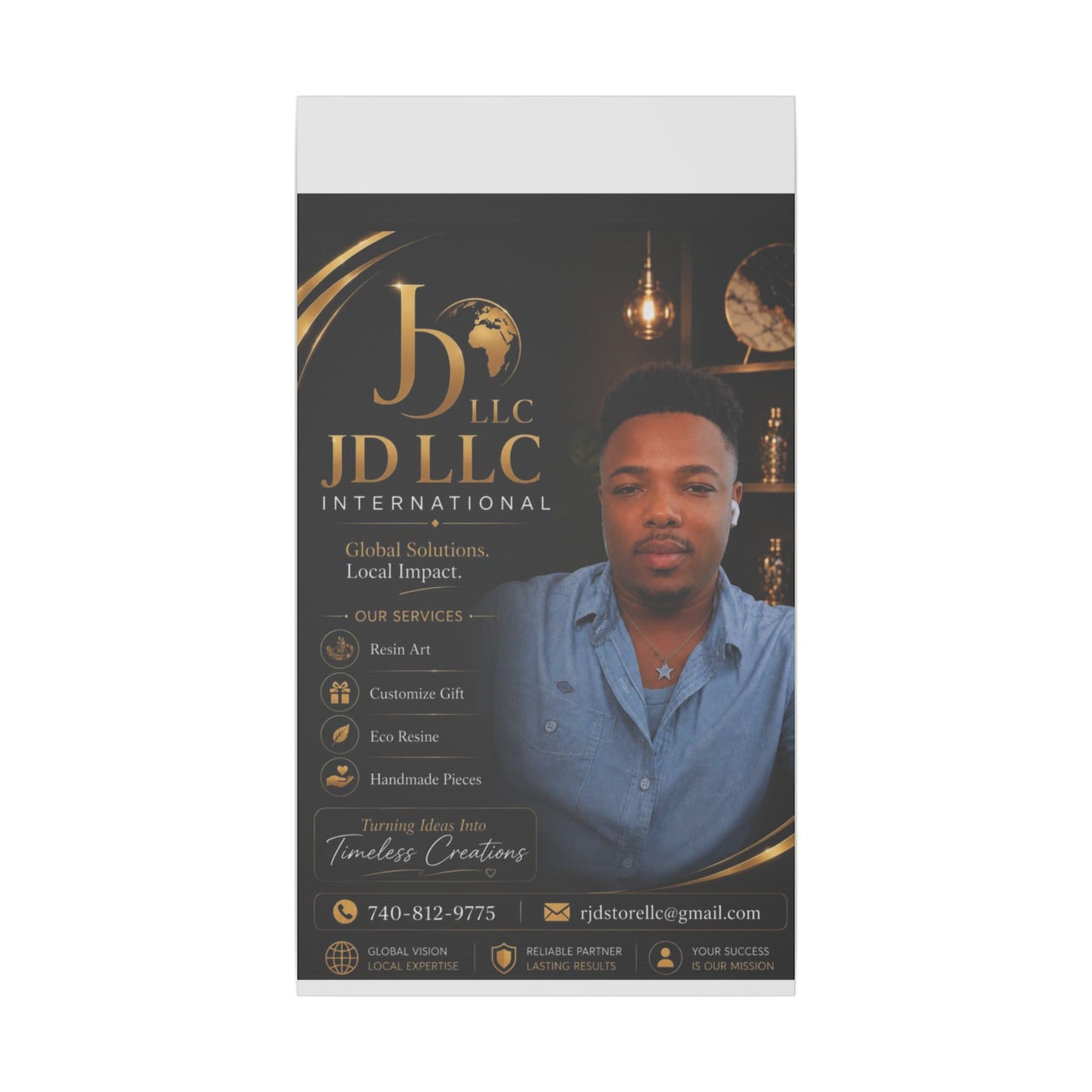 Matte Stretched Canvas - JD LLC International Business Portrait (Customizable)