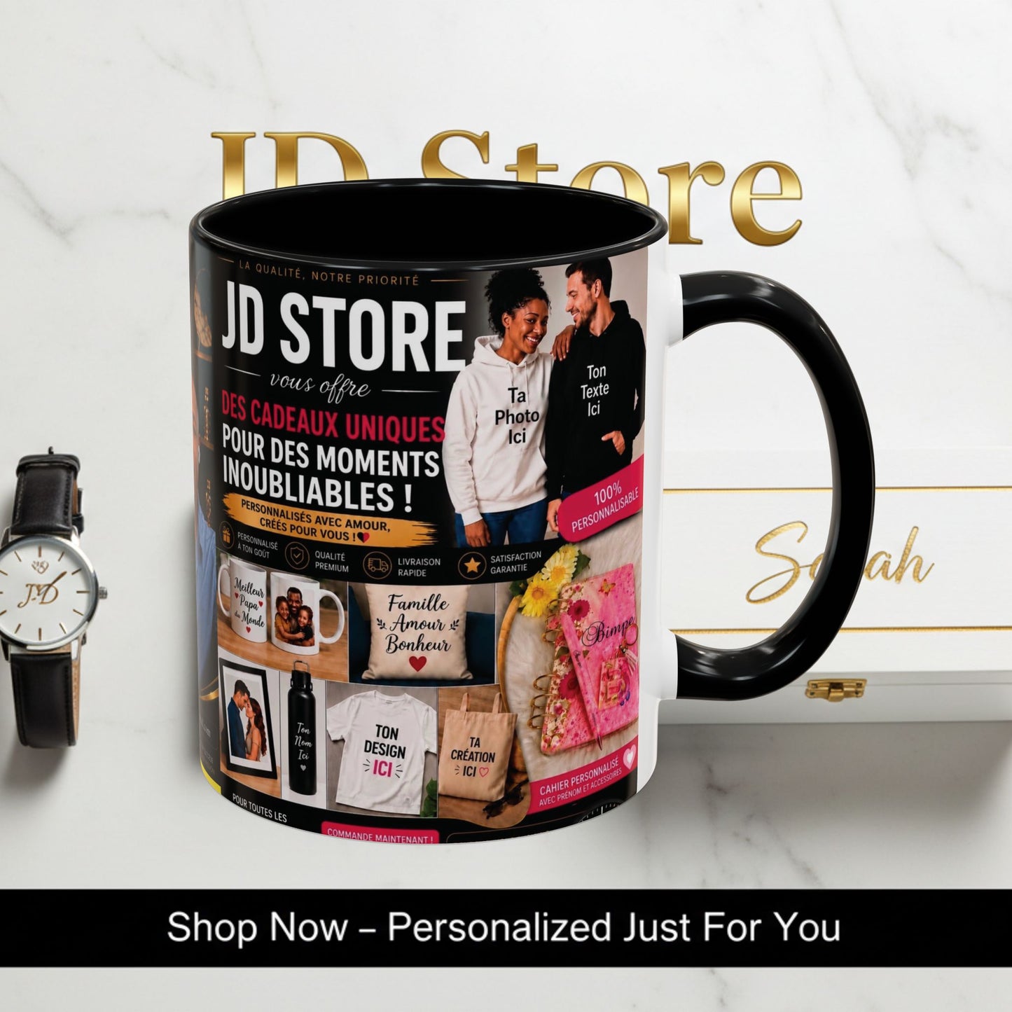 Photo Logo Accent Coffee Mug — Custom Branded Promotional Mug