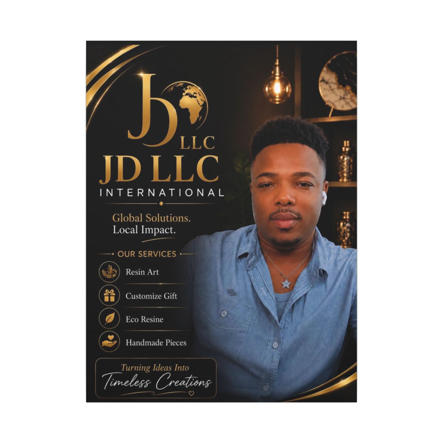 Matte Stretched Canvas - JD LLC International Business Portrait (Customizable)