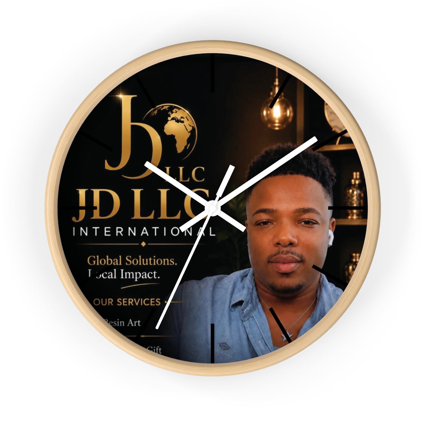 JD LLC International Branded Wall Clock — Personalized Business Logo Clock