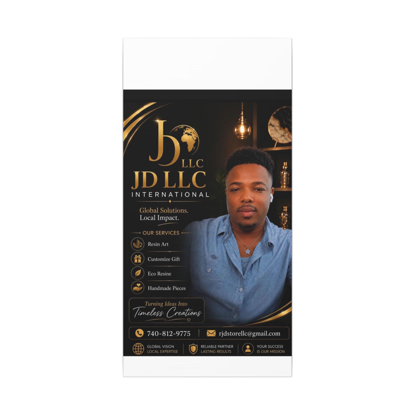 Matte Stretched Canvas - JD LLC International Business Portrait (Customizable)