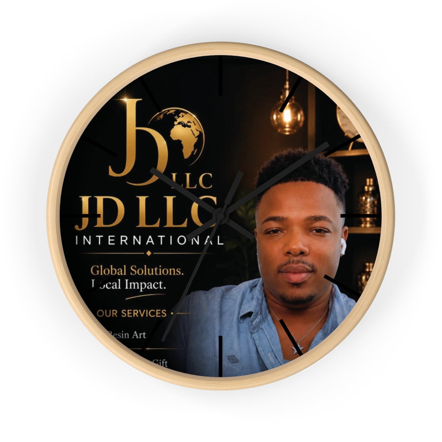 JD LLC International Branded Wall Clock — Personalized Business Logo Clock