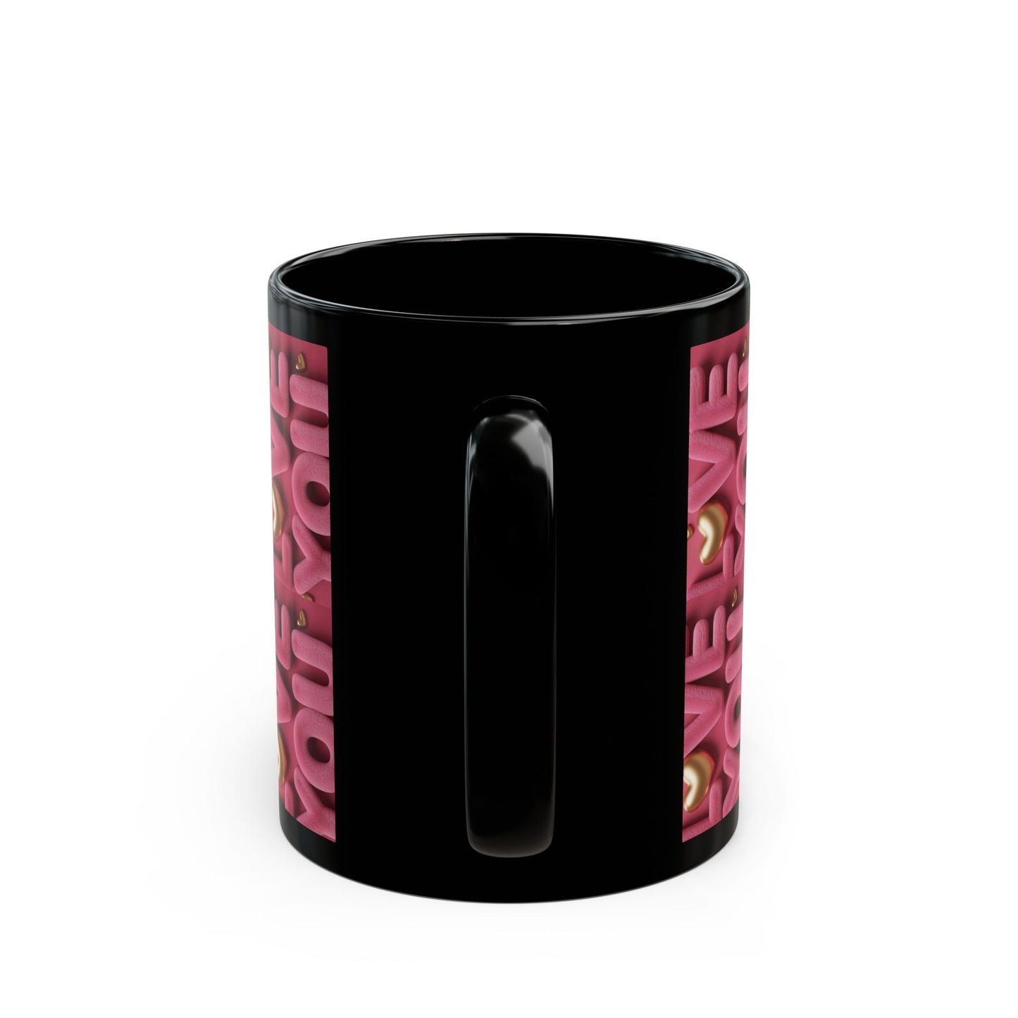Love You Pink Black Mug — Romantic Valentine's Day Coffee Cup (11oz/15oz)