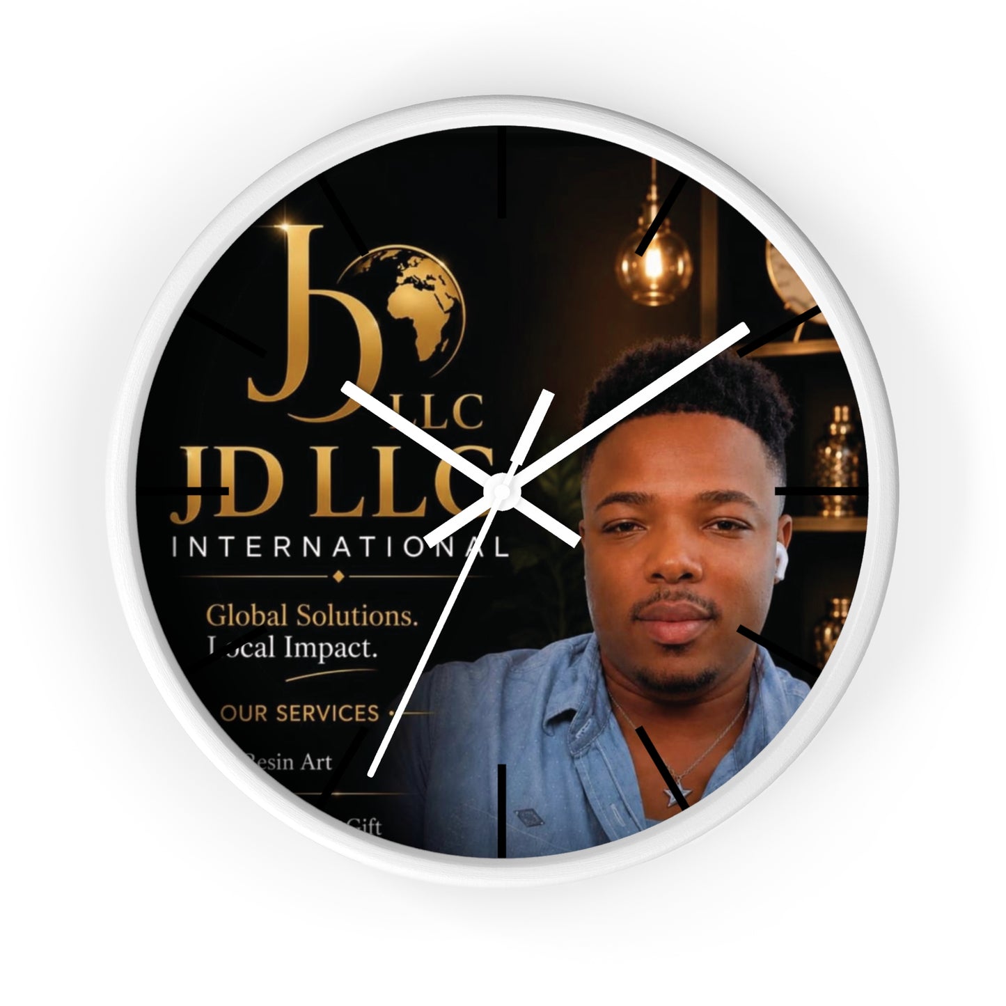 JD LLC International Branded Wall Clock — Personalized Business Logo Clock