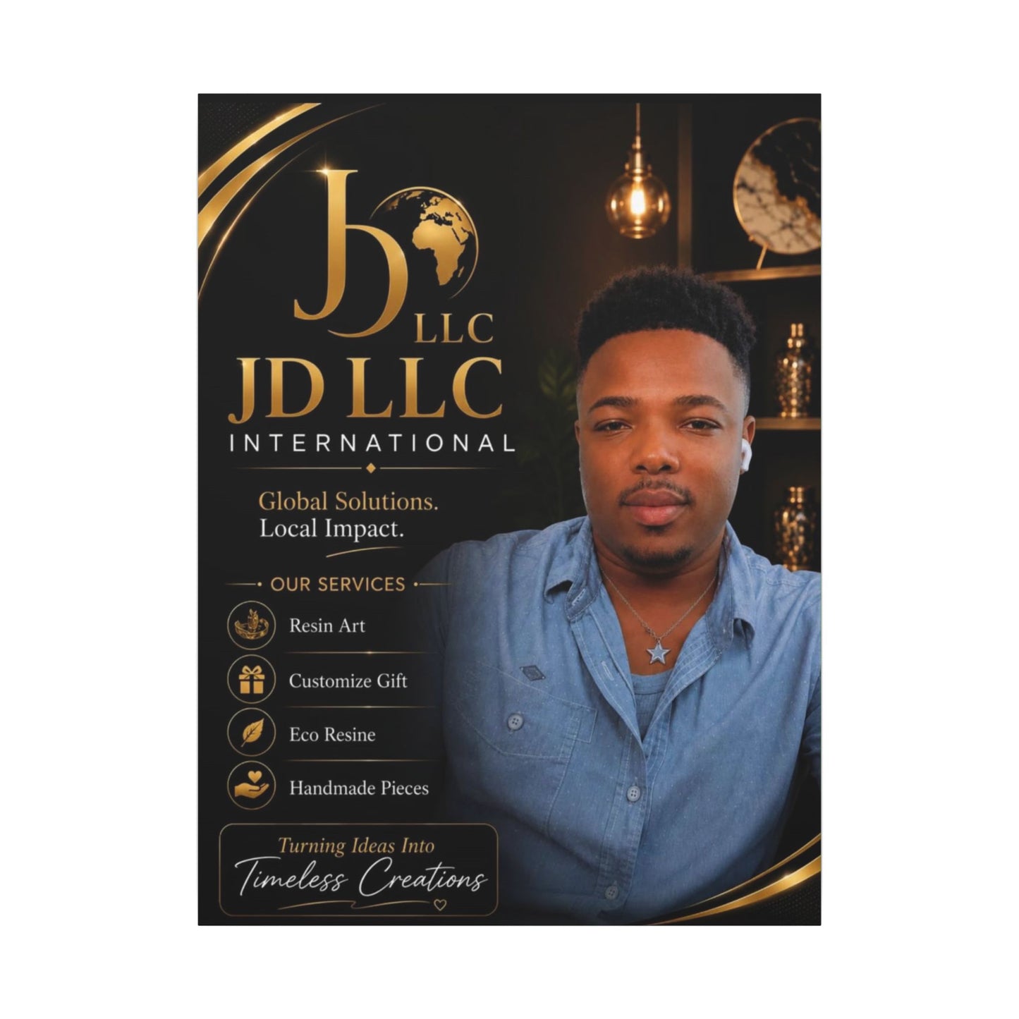 Matte Stretched Canvas - JD LLC International Business Portrait (Customizable)