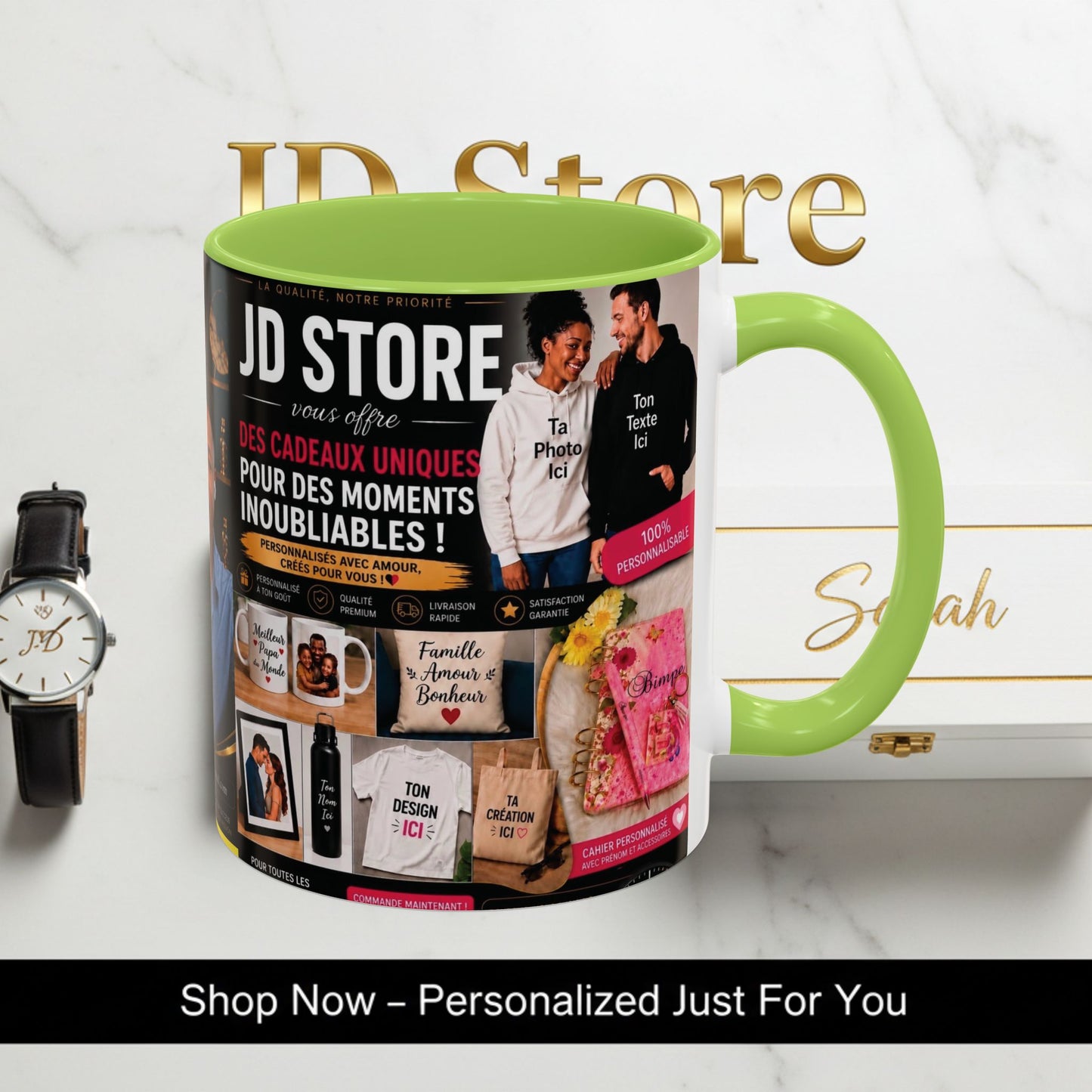 Photo Logo Accent Coffee Mug — Custom Branded Promotional Mug