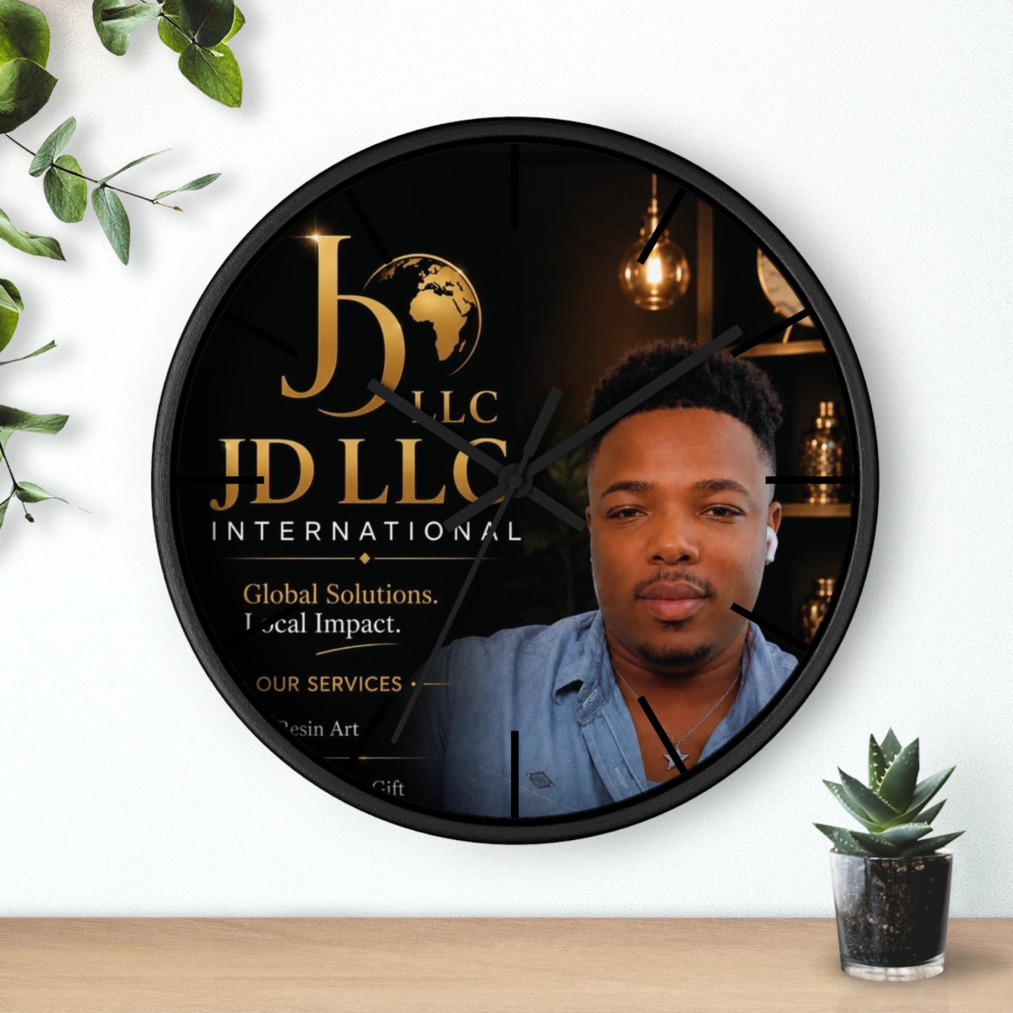 JD LLC International Branded Wall Clock — Personalized Business Logo Clock