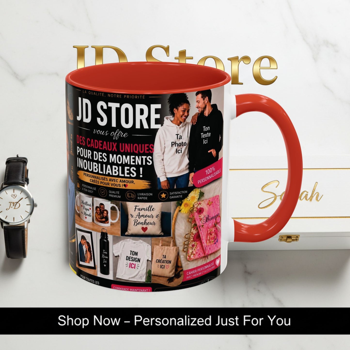 Photo Logo Accent Coffee Mug — Custom Branded Promotional Mug