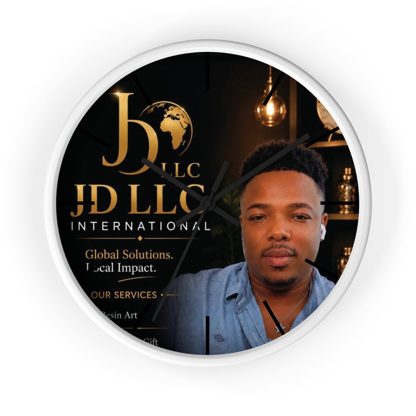 JD LLC International Branded Wall Clock — Personalized Business Logo Clock
