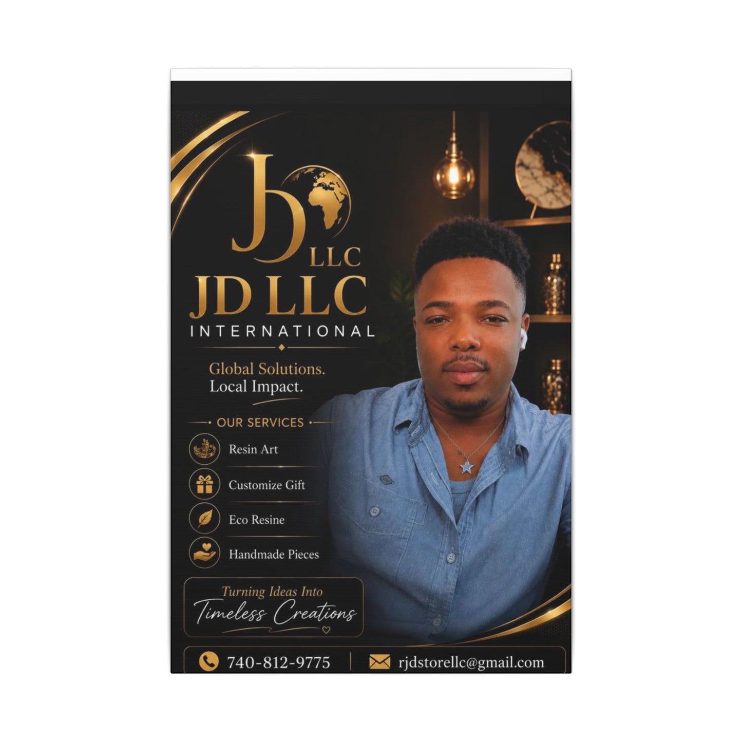 Matte Stretched Canvas - JD LLC International Business Portrait (Customizable)