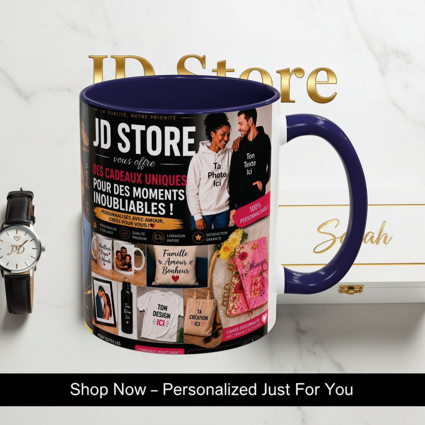 Photo Logo Accent Coffee Mug — Custom Branded Promotional Mug