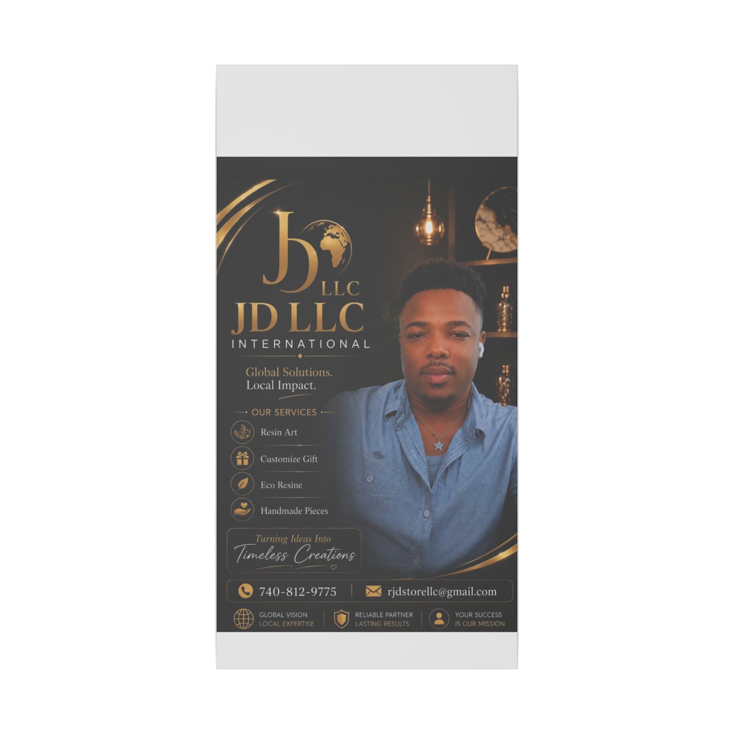 Matte Stretched Canvas - JD LLC International Business Portrait (Customizable)