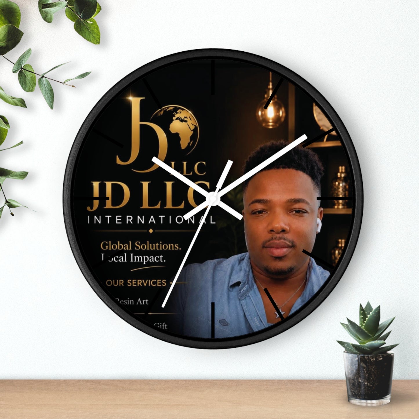 JD LLC International Branded Wall Clock — Personalized Business Logo Clock