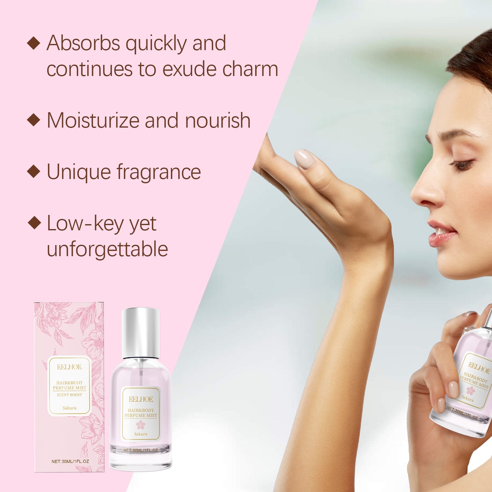EELHOE Cherry Blossom Body Hair Eau De Parfum Spray Elegant Dating Atmosphere Natural Niche Eau De Parfum Spray