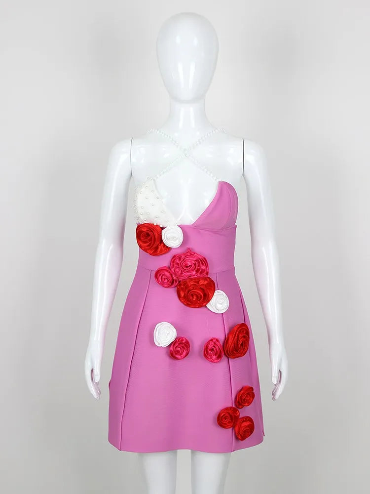 Sexy Dress For Women V Neck Sleeveless High Waist Spliced Appliques Camisole Dresses Female New