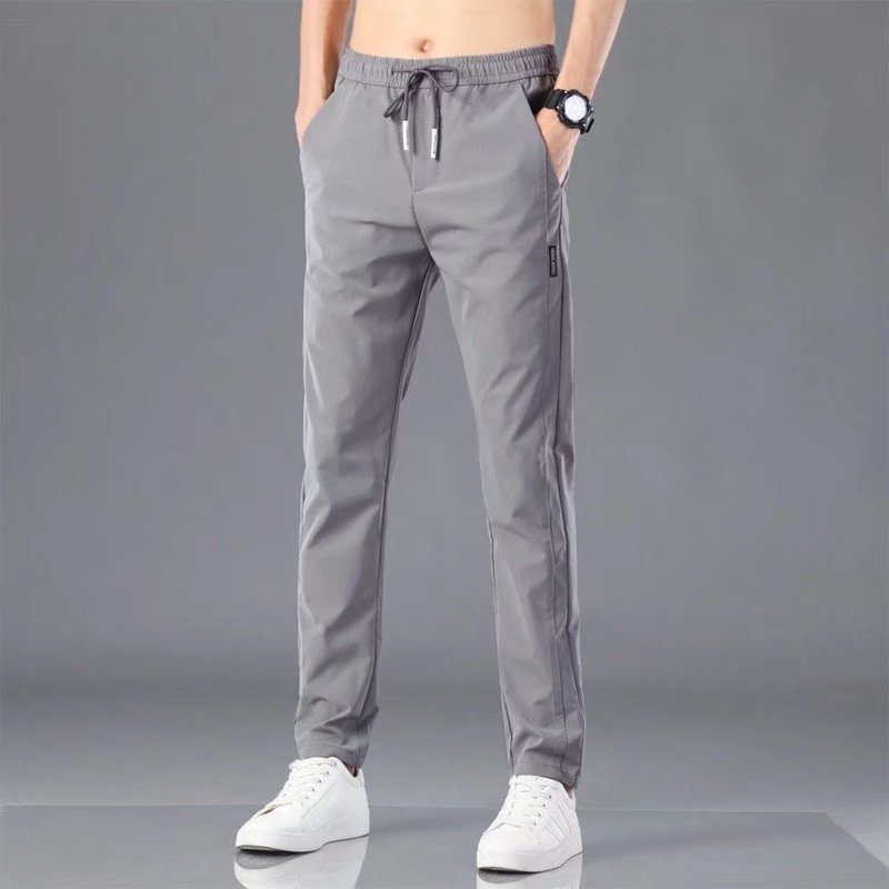 Ice Silk Pants Men's Loose Breathable Straight Slim Casual Pants Summer Thin Trousers Stretch Men's Sports Pants