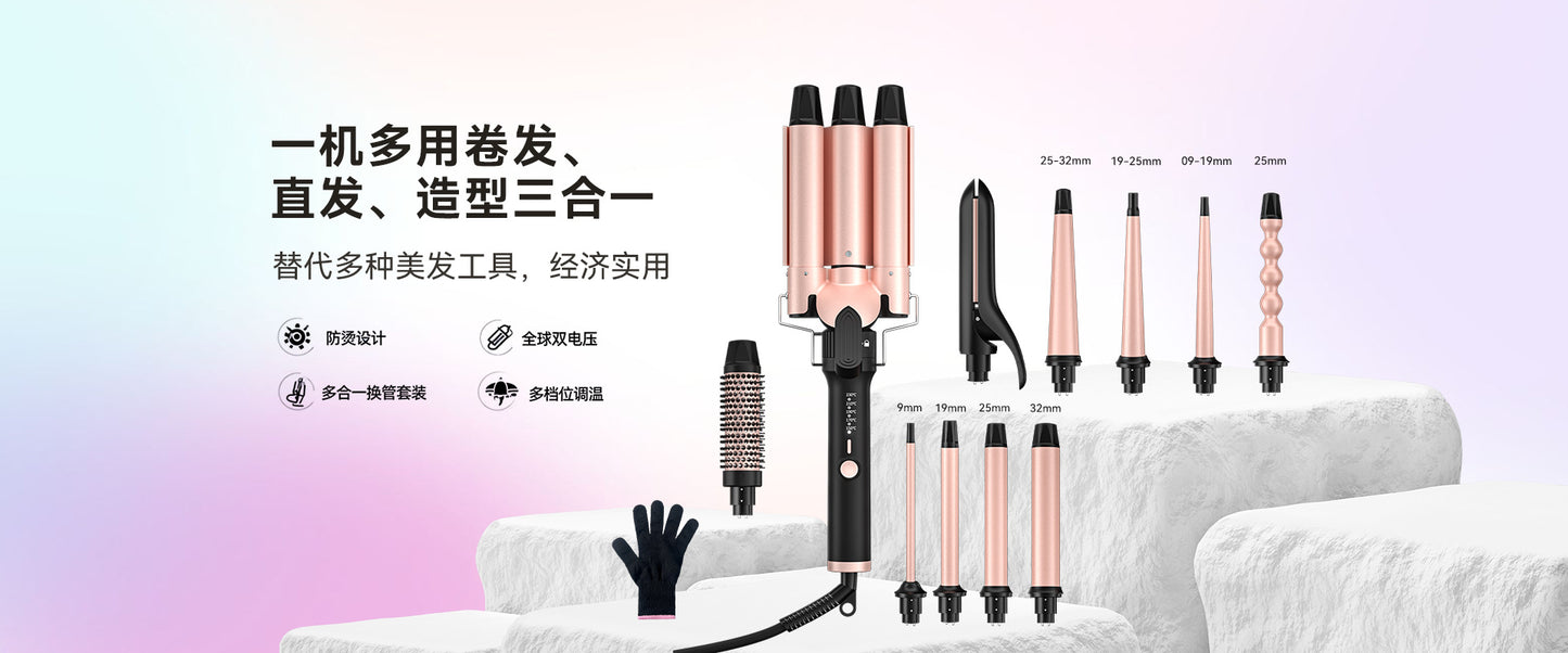 Amazon's Best-Selling All-In-One Interchangeable Curling Iron, Large Wave Curling Iron, Ceramic Multi-Functional Curling Iron Wholesale