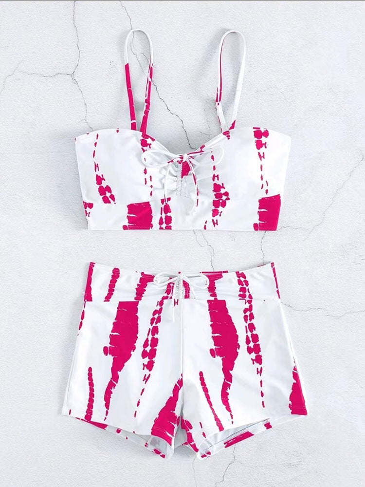 New European and American foreign trade split swimsuit women's high waist flat angle net red cross-border sexy AliExpress swimsuit manufacturers wholesale