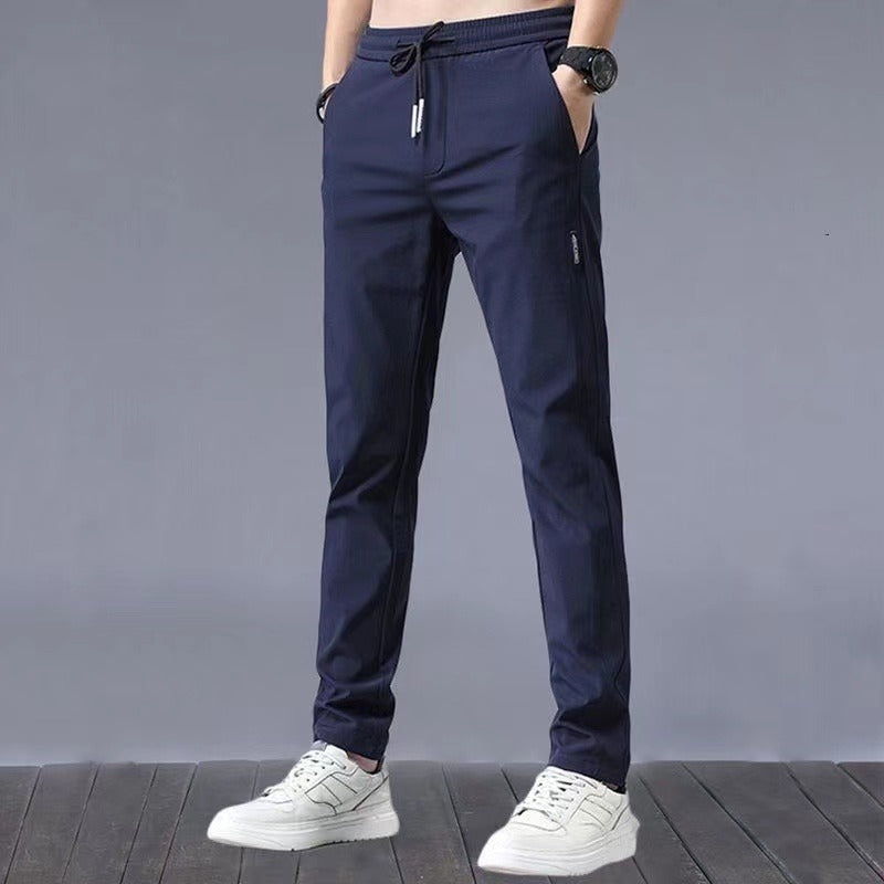 Ice Silk Pants Men's Loose Breathable Straight Slim Casual Pants Summer Thin Trousers Stretch Men's Sports Pants