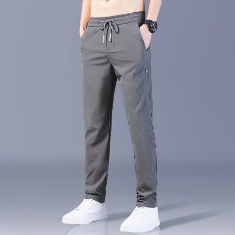 Ice Silk Pants Men's Loose Breathable Straight Slim Casual Pants Summer Thin Trousers Stretch Men's Sports Pants