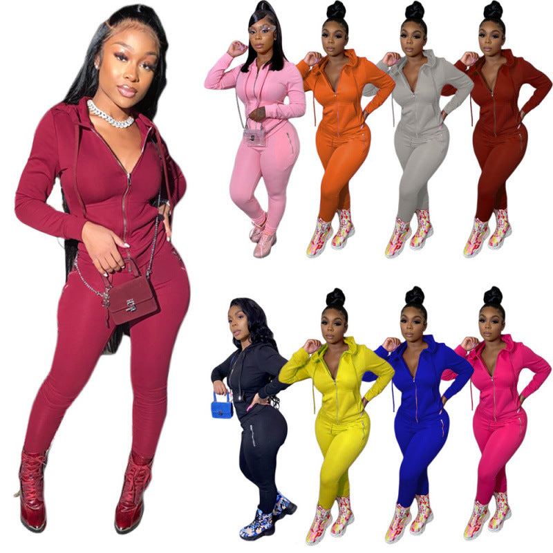 Women’s Fashion Zip-Up Two-Piece Lounge Set