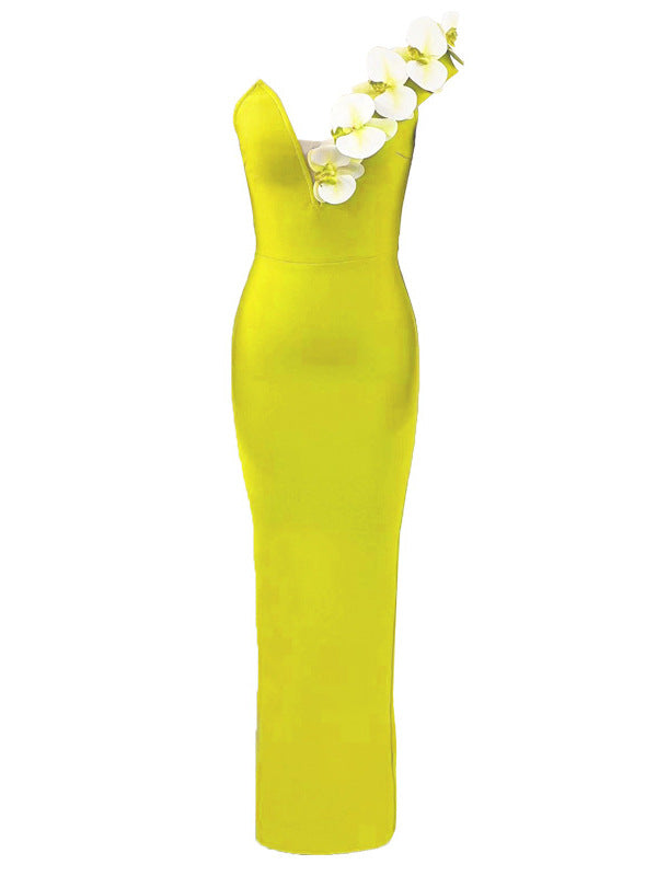 Women's Elegant one-shoulder Floral Evening Gown