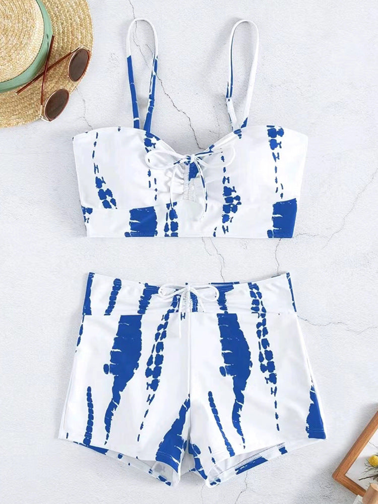 New European and American foreign trade split swimsuit women's high waist flat angle net red cross-border sexy AliExpress swimsuit manufacturers wholesale
