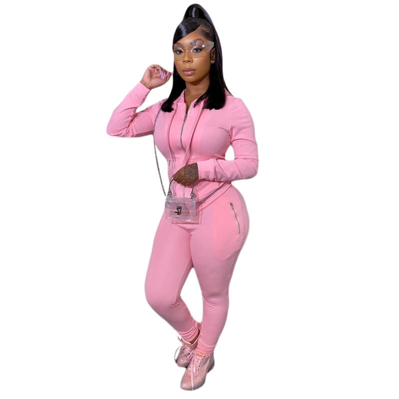 Women’s Fashion Zip-Up Two-Piece Lounge Set