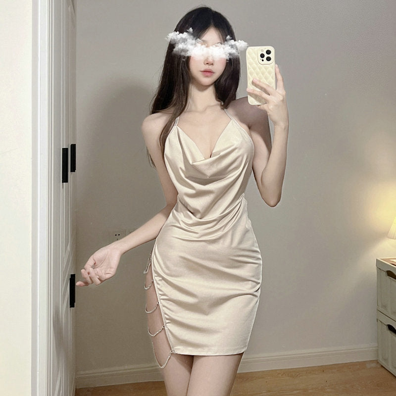 Elegant Halter Neck Backless Bodycon Mini Dress