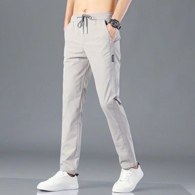 Ice Silk Pants Men's Loose Breathable Straight Slim Casual Pants Summer Thin Trousers Stretch Men's Sports Pants