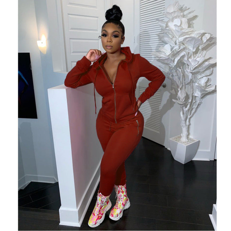 Women’s Fashion Zip-Up Two-Piece Lounge Set