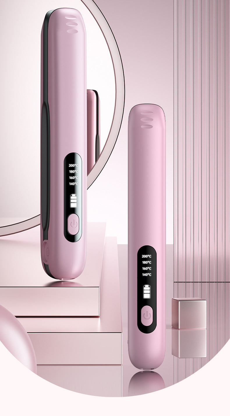 USB rechargeable wireless hair straightener straight curling iron dual-purpose curling iron portable straight plate splint hair straightener