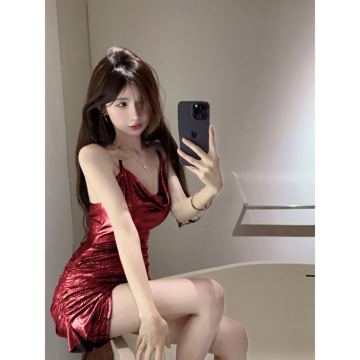 Women’s Halter Backless Satin Mini Dress
