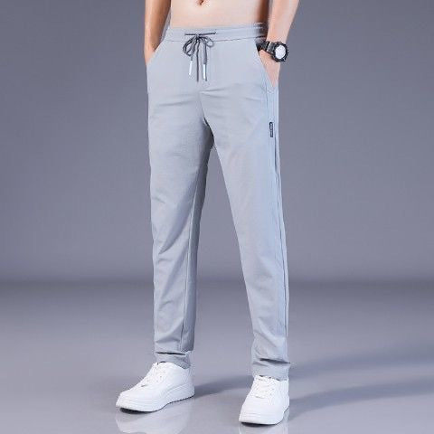 Ice Silk Pants Men's Loose Breathable Straight Slim Casual Pants Summer Thin Trousers Stretch Men's Sports Pants