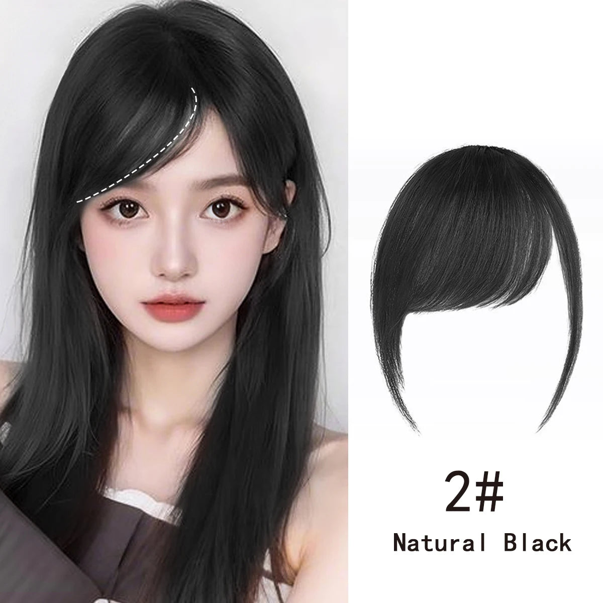 Synthetic  Slanted Bangs Short Brown Black Fake Hair Fringe Extension Clip in Hairpieces Accessories for Women Girl
