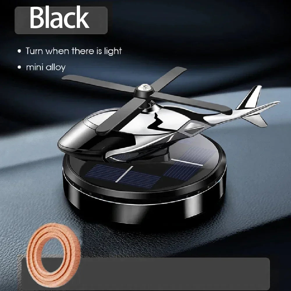 New Car Air Freshener Solar Helicopter Decoration Alloy Propeller Rotating Auto Flavoring Perfume Diffuser Interior Accessories