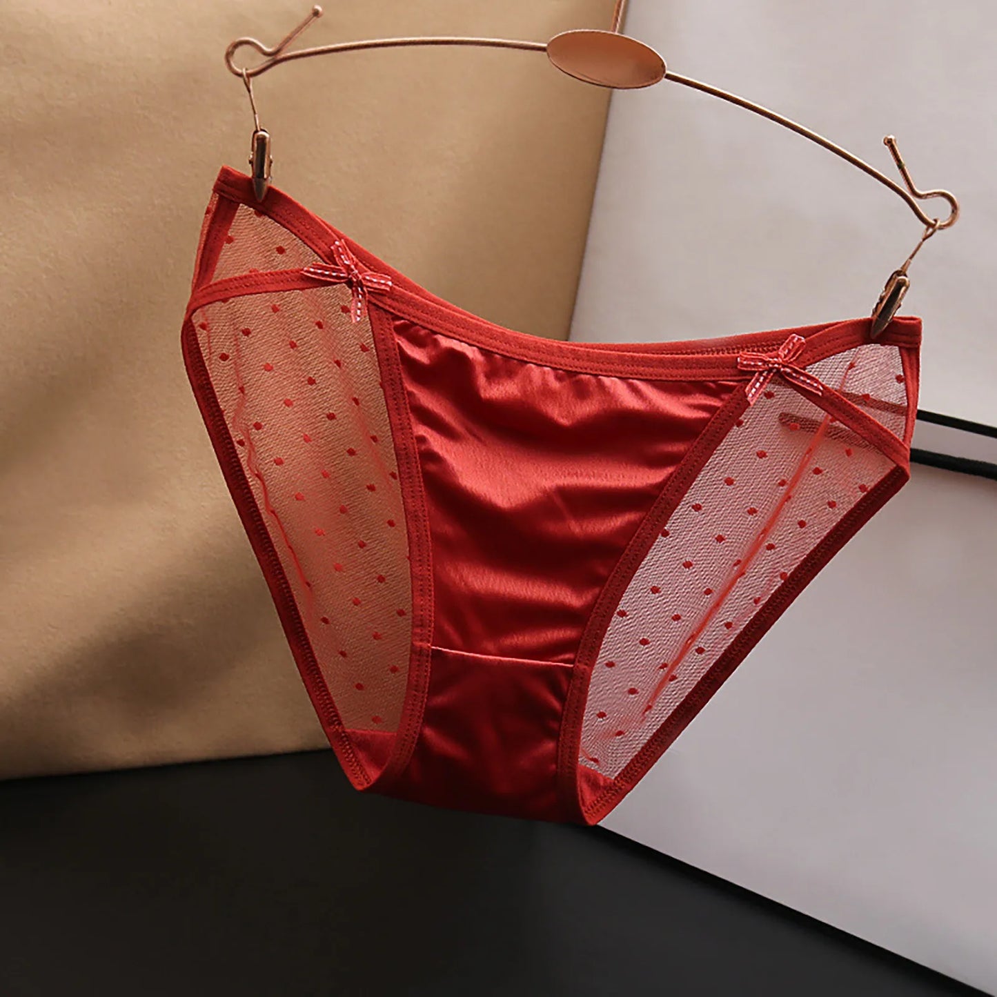 Lace Mesh Women'S Panties Big Size S-Xl Soft Cozy Underwear Female Silk Satin Briefs Breathable Underpants Sexy Lingerie