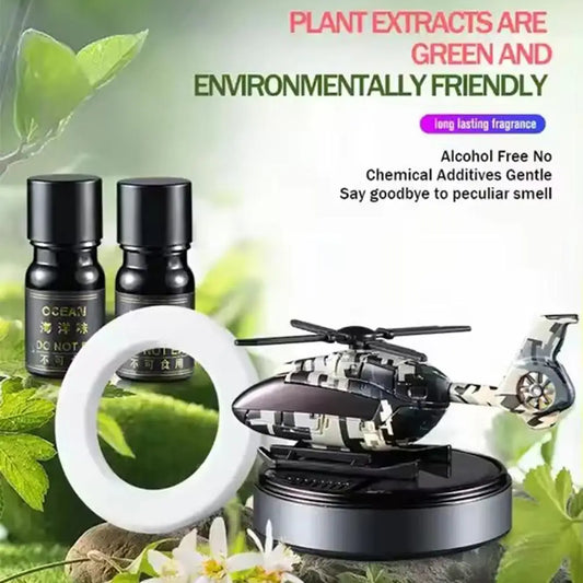 Solar Airplane Car Air Freshener – Rotating Propeller Aromatherapy Diffuser