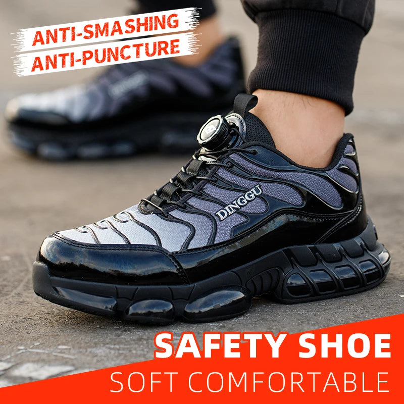 Puncture Proof Lace-up Work Shoes, Industrial And Construction Site Versatile Safety Footwear for Men: Puncture-Proof, Steel Toe