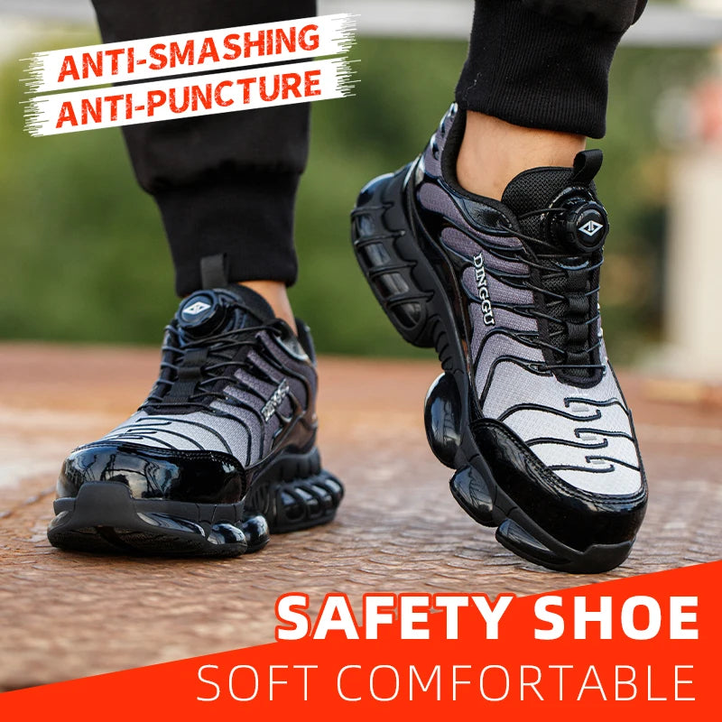 Puncture Proof Lace-up Work Shoes, Industrial And Construction Site Versatile Safety Footwear for Men: Puncture-Proof, Steel Toe